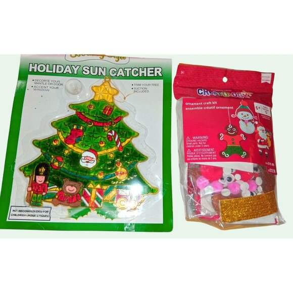 Christmas Tree Holiday Sun Catcher & Creatology Ornament Craft Kit Set For Kids - Picture 1 of 7